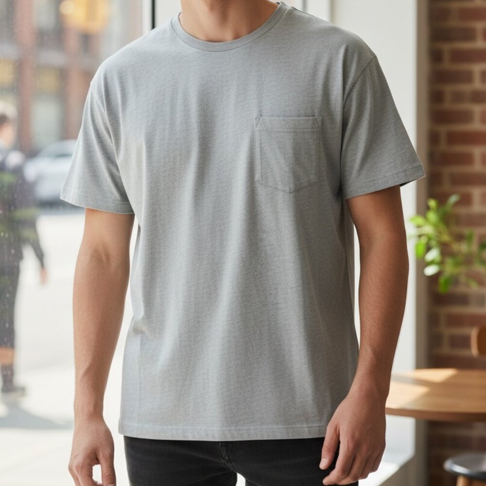 Mack Weldon Men's Heather Grey Pocket Tee | Size L | Fits M
